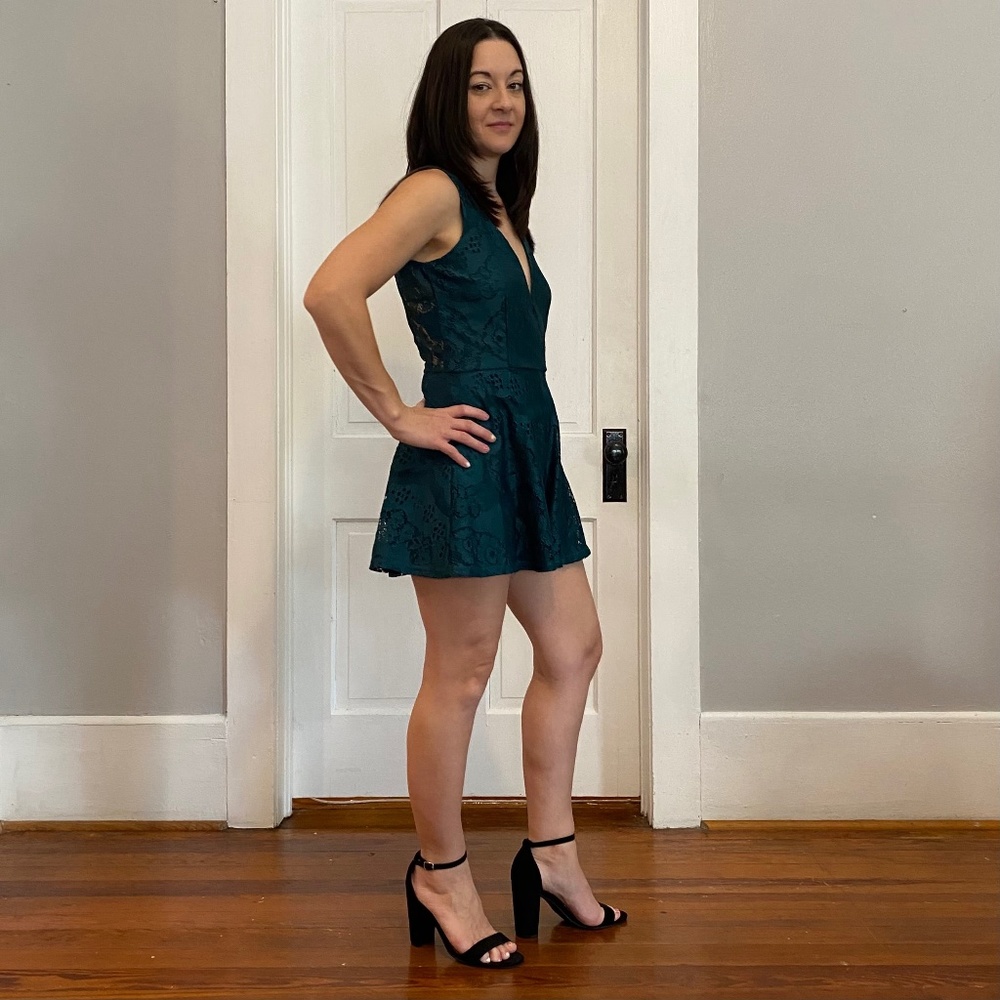 Emerald Green, Lacy, Short Romper